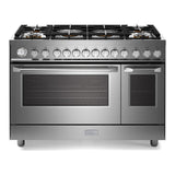 Verona VUFSGG486DSS 48 inch Ultima Collection Gas Range with 6 Brass Burners, 5.2 cu. ft. Oven Total Capacity, LP Conversion Kit, Analog Temperature Indicator
