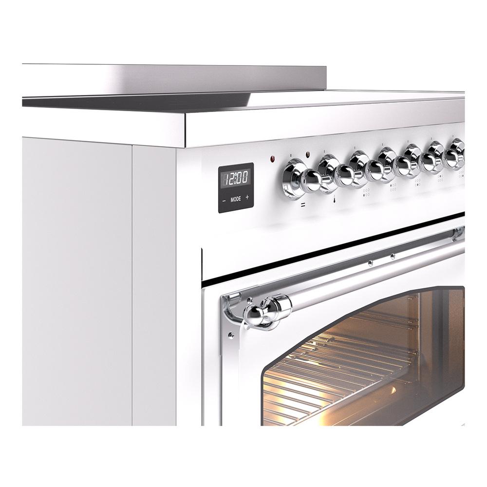ILVE UNI486NMPWHC Nostalgie II Noblesse 48 inch Induction Range (Triple Glass Door, White, Chrome)