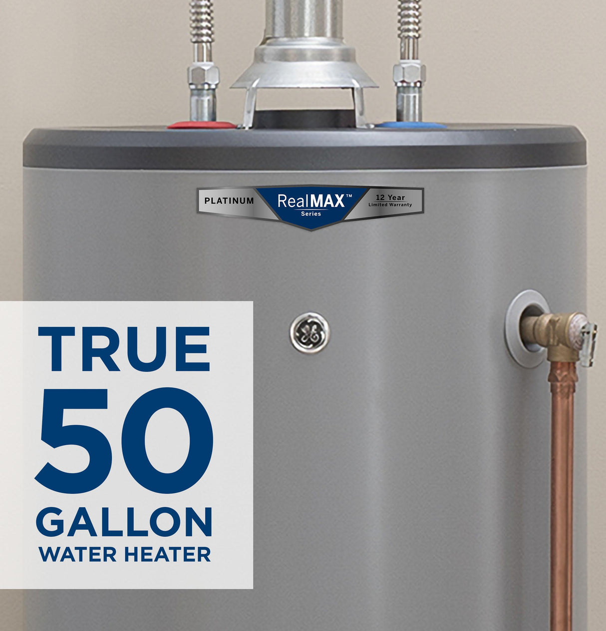 GE RealMAX Platinum 50-Gallon Tall Liquid Propane Atmospheric Water Heater
