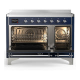 ILVE UMIB48QNR3MBC Majestic III 48 inch Induction Range with 6 Elements, 5.02 cu. ft. Total Oven Capacity (Solid Door, Midnight Blue, Chrome)