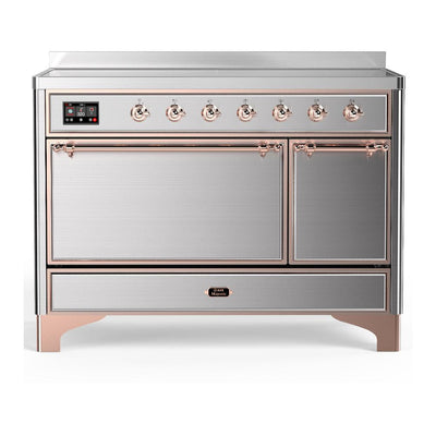 ILVE UMIB48QNR3SSP Majestic III 48 inch Induction Range with 6 Elements, 5.02 cu. ft. Total Oven Capacity (Solid Door, Stainless Steel, Copper)