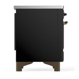 ILVE UMDIB40QNR3BKB Majestic III 40 inch Induction Range with 6 Elements, 3.82 cu. ft. Total Oven Capacity (Solid Door, Glossy Black, Burnished)