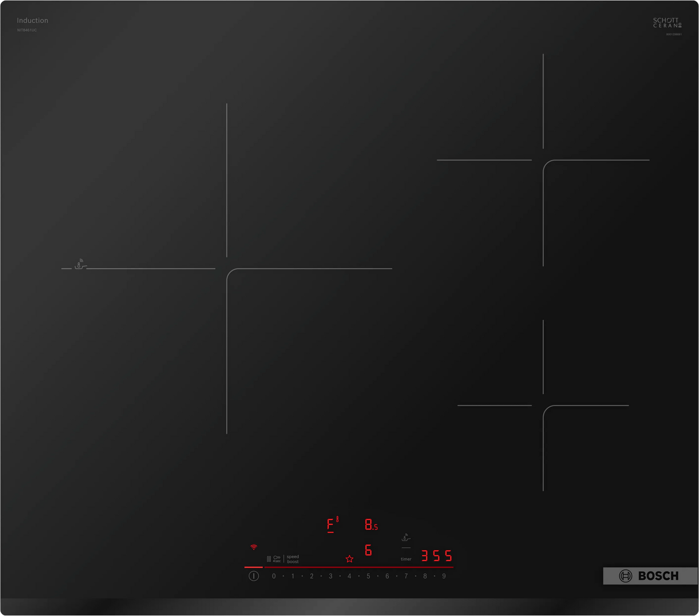 800 Series Induction Cooktop 24" Black, Without Frame