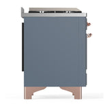 ILVE UM60FQNR3BGP Majestic III 60 inch Dual Fuel Range with 9 Burners and Griddle, Dual Function Burner up to 25,000 BTU (Natural Gas, Solid Door, Blue Grey, Copper)