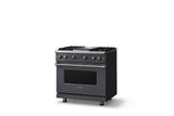 36"W. Sealed Burner Gas Range (Burner: 4g, Finish: Cast Black, Trim: Polished Chrome, Fuel: Natural Gas)