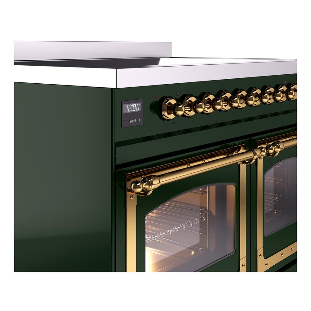 ILVE UNDI406QNMPEGG Nostalgie II Noblesse 40 inch Induction Range (Solid Door, Emerald Green, Brass)