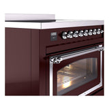 ILVE UNI366NMPBUC Nostalgie II Noblesse 36 inch Induction Range (Triple Glass Door, Burgundy, Chrome)