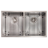 ZLINE 33 in. Anton Undermount Double Bowl Satin Stainless Steel Kitchen Sink with Bottom Grid (SR50D-33S)