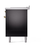 ILVE UN60FSQNMPBKGLP Nostalgie II Noblesse 60 inch Dual Fuel Range (7 Sealed Burners + Griddle + French Top, Liquid Propane, Solid Door, Glossy Black, Brass)
