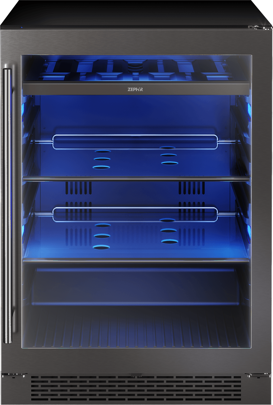 Presrv Bev Cooler, 24in UC, Blk SS+Gls, Rvs Dr, 1Z