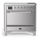 ILVE UMIB36QNR3SSC Majestic III 36 inch Induction Range with 6 Elements, 3.5 cu. ft. Total Oven Capacity (Solid Door, Stainless Steel, Chrome)