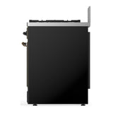 ILVE UM30NR3BKB Majestic III 30 inch Dual Fuel Range with 5 Black Brass Burners, Dual Function Burner up to 25,000 BTU (Natural Gas, Triple Glass Door, Glossy Black, Burnished)