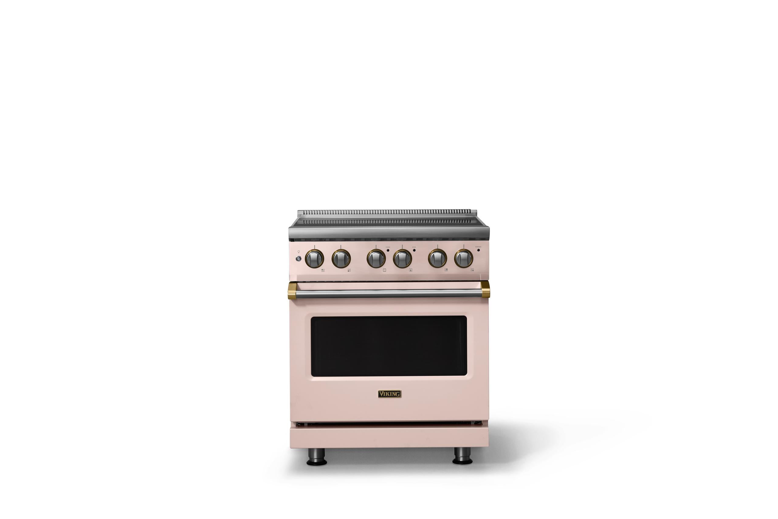 30"W. Electric Range (Finish: Blush, Trim: Brushed Brass)