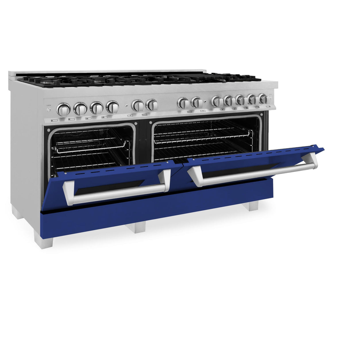 ZLINE 60 in. 7.4 cu. ft. Dual Fuel Range with Gas Stove and Electric Oven in DuraSnow Stainless Steel and Colored Door Options (RAS-60) [Color: DuraSnow Stainless Steel with Red Gloss Door]