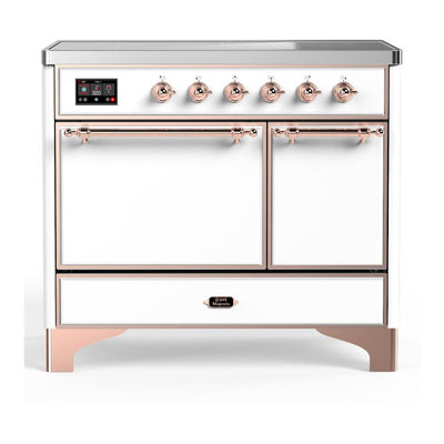 ILVE UMDIB40QNR3WHP Majestic III 40 inch Induction Range with 6 Elements, 3.82 cu. ft. Total Oven Capacity (Solid Door, White, Copper)