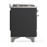 ILVE UM48FSQNR3MGC Majestic III 48 inch Dual Fuel Range with 5 Black Brass Burners, Griddle and French Top, Dual Function Burner up to 25,000 BTU (Natural Gas, Solid Door, Graphite Matte, Chrome)