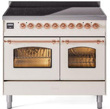 Nostalgie II 40 Inch Electric Freestanding Range in Antique White with Copper Trim