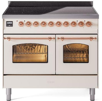 Nostalgie II 40 Inch Electric Freestanding Range in Antique White with Copper Trim