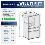 36" Wide, 23 cu. ft. Counter-Depth French Door Refrigerator with Sparkling Water Dispenser (Stainless Steel)