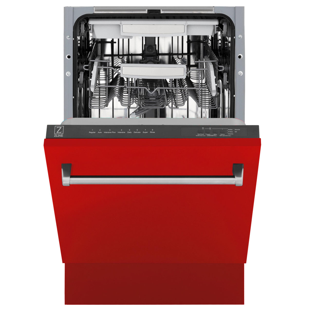 ZLINE 18" Tallac Series 3rd Rack Top Control Dishwasher with Traditional Handle, 51dBa [Color: Red Matte]