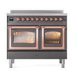 ILVE UNDI406NMPMGP Nostalgie II Noblesse 40 inch Induction Range (Triple Glass Door, Graphite Matte, Copper)