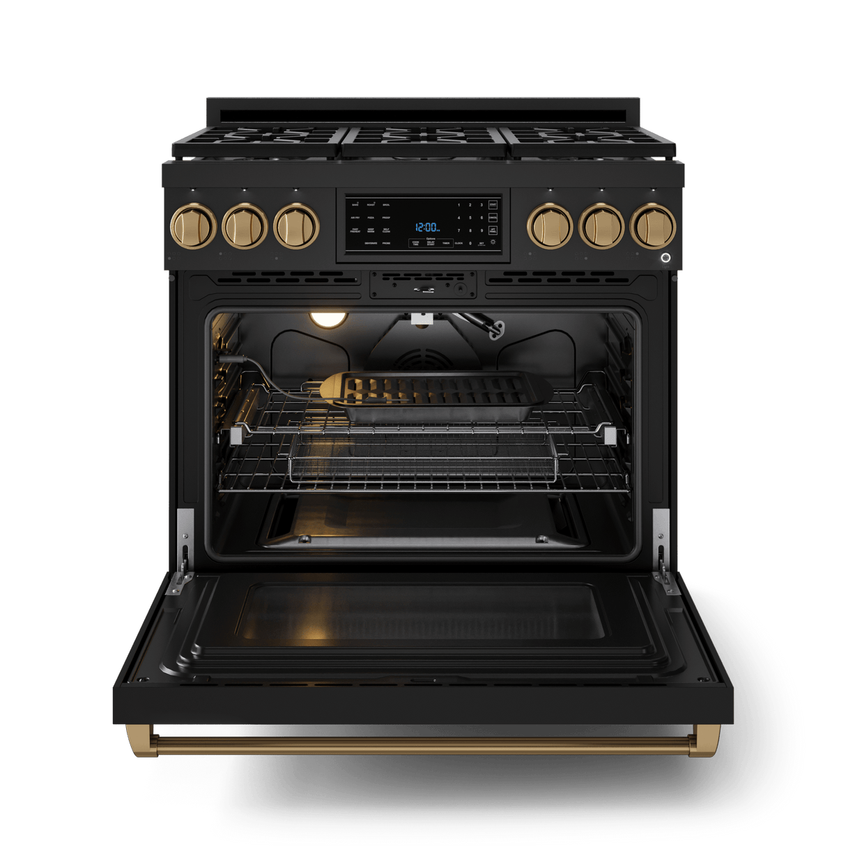 36 Inch Professional Gas Range With Tilt Panel Touch Control In Black/bronze  Gordon Ramsay Series