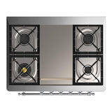 ILVE UM36FNR3MBC Majestic III 36 inch Dual Fuel Range with 6 Black Brass Burners and Griddle, Dual Function Burner up to 25,000 BTU (Triple Glass Door, Midnight Blue, Chrome, Natural Gas)