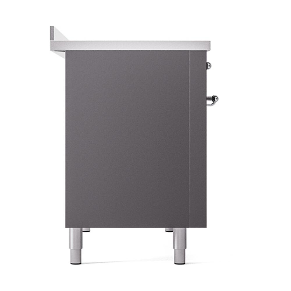 ILVE UNI486QNMPMGC Nostalgie II Noblesse 48 inch Induction Range (Solid Door, Graphite Matte, Chrome)