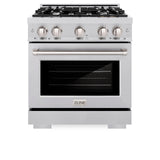 ZLINE 30 in. 4.2 cu. ft. Select Dual Fuel Range with 4 Burner Gas Cooktop and Electric Convection Oven in DuraSnow' Stainless Steel (HDRS-30)