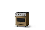 30"W. Open Burner Gas Range (Finish: Golden Hour, Trim: Brushed Brass, Fuel: Propane)