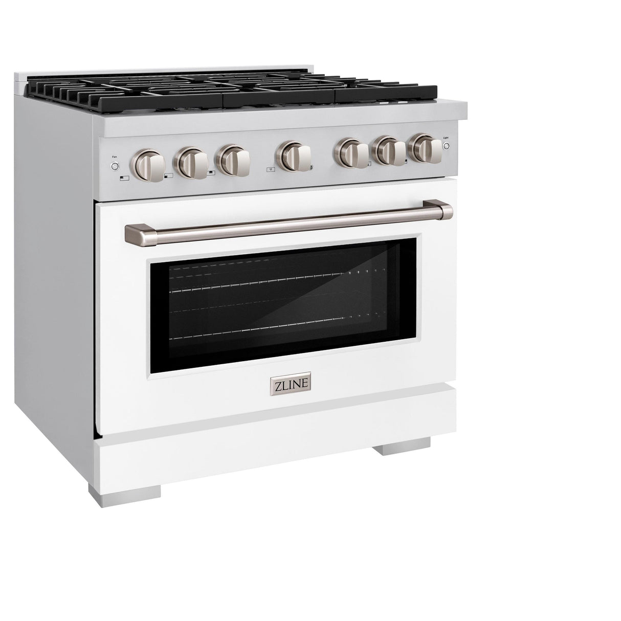 ZLINE 36 in. 5.2 cu. ft. 6 Burner Gas Range with Convection Gas Oven in Stainless Steel with White Matte Door (SGR-WM-36)