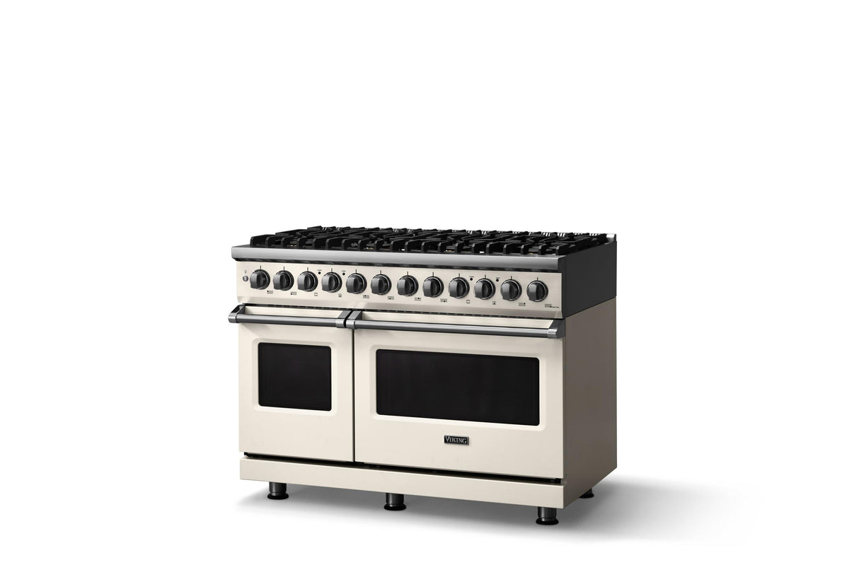 48"W. Dual Fuel Range (Burner: 8b, Finish: Pure White, Trim: Polished Chrome, Fuel: Natural Gas)