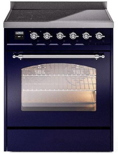 Nostalgie II 30 Inch Electric Freestanding Range in Blue with Chrome Trim