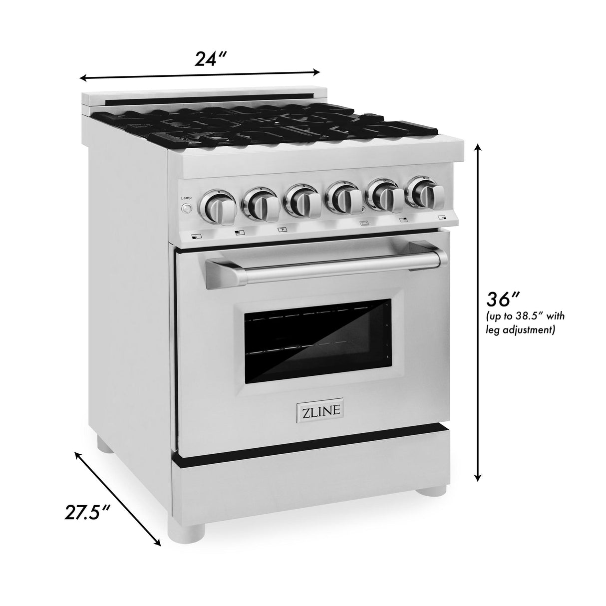 ZLINE 24 in. 2.8 cu. ft. Electric Oven and Gas Cooktop Dual Fuel Range with Griddle in Stainless Steel (RA-GR-24)