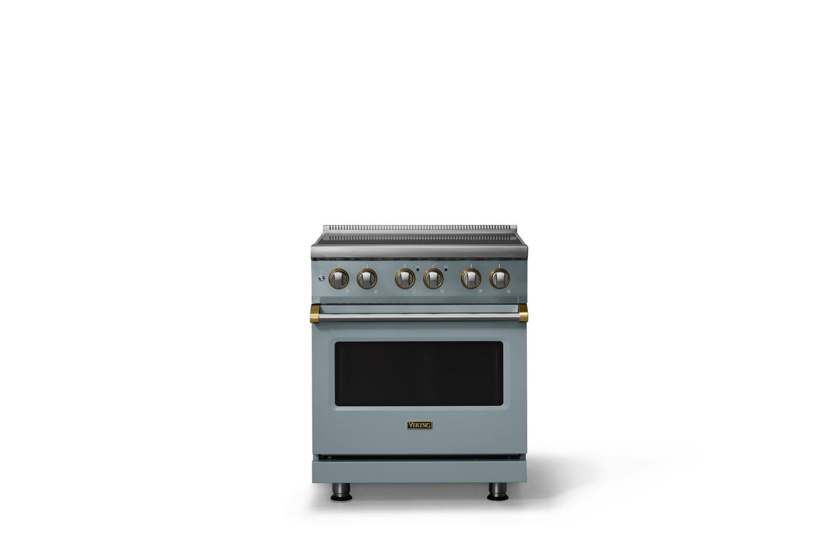 30"W. Induction Range (Finish: November Sky, Trim: Brushed Brass)