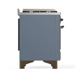 ILVE UMD40FQNR3BGB Majestic III 40 inch Dual Fuel Range with 6 Burners and Griddle, Dual Function Burner up to 25,000 BTU (Natural Gas, Solid Door, Blue Grey, Burnished)
