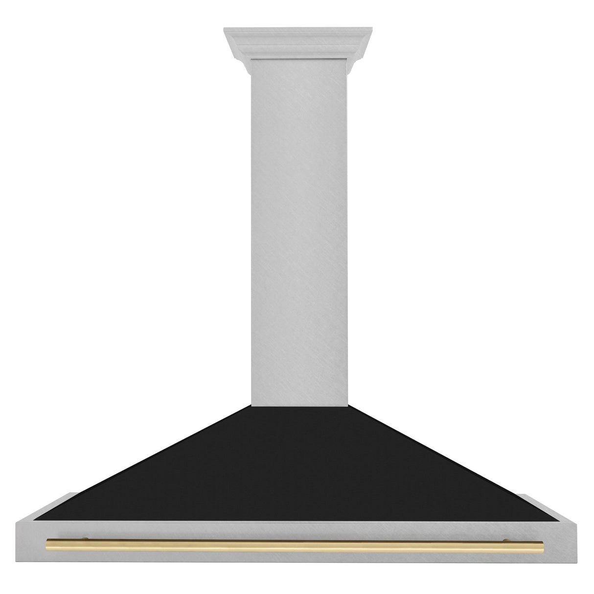 ZLINE 48 in. Autograph Edition Convertible Fingerprint Resistant DuraSnow' Stainless Steel Range Hood with Black Matte Shell and Polished Gold Handle (KB4SNZ-BLM48-G)