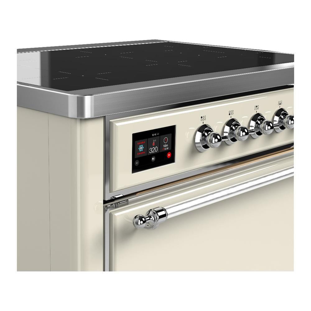 ILVE UMIB36QNR3AWC Majestic III 36 inch Induction Range with 6 Elements, 3.5 cu. ft. Total Oven Capacity (Solid Door, Antique White, Chrome)