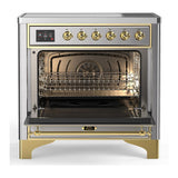 ILVE UMIB36QNR3SSG Majestic III 36 inch Induction Range with 6 Elements, 3.5 cu. ft. Total Oven Capacity (Solid Door, Stainless Steel, Brass)