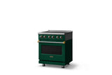 30"W. Electric Range (Finish: Ivy, Trim: Brushed Brass)