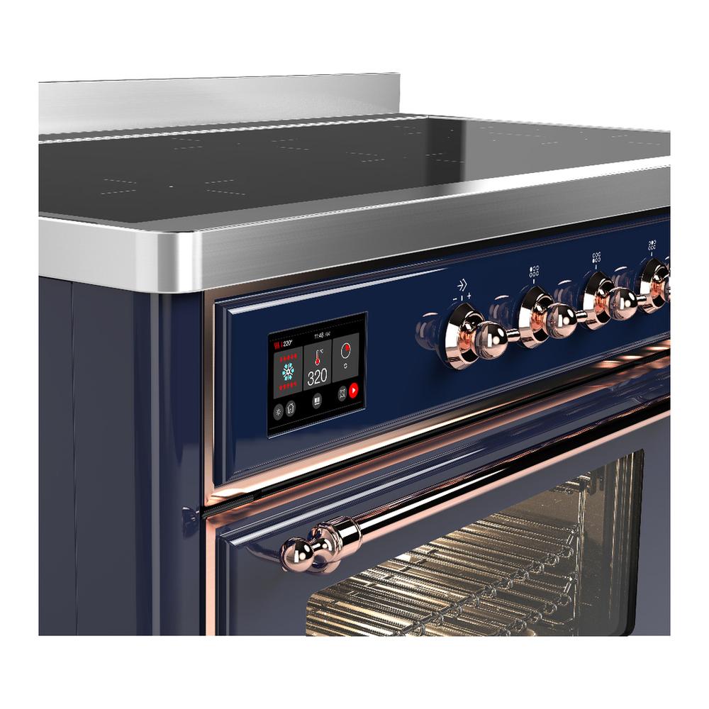 ILVE UMIB48NR3MBP Majestic III 48 inch Induction Range with 6 Elements, 5.02 cu. ft. Total Oven Capacity (Triple Glass Door, Midnight Blue, Copper)