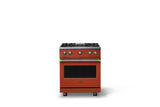 30"W. Sealed Burner Gas Range (Finish: Spiced Cider, Trim: Brushed Brass, Fuel: Propane)