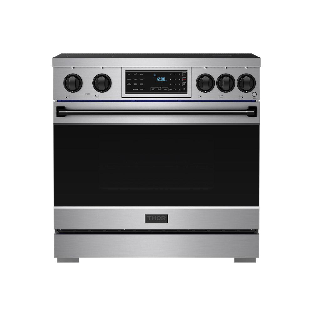 36 Inch Professional Induction Range With Tilt Panel Touch Control In Stainless Steel and Black  Gordon Ramsay Series