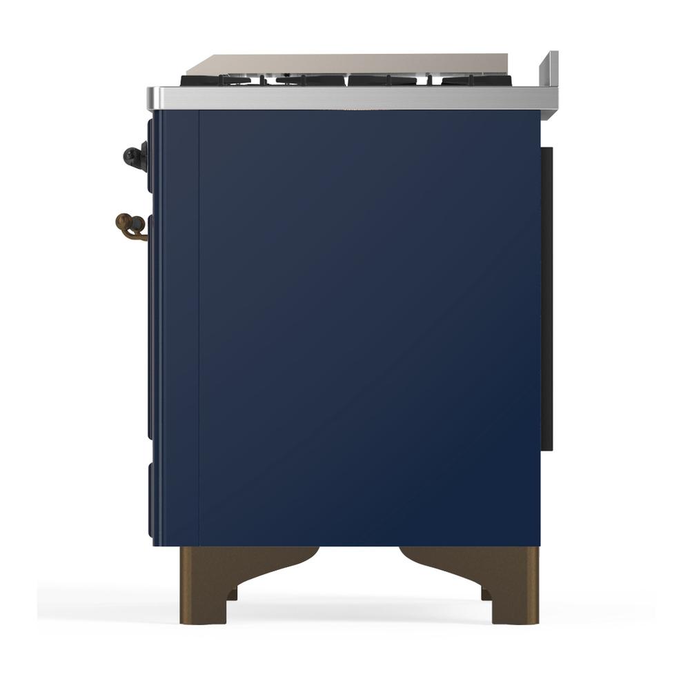 ILVE UMD40FQNR3MBB Majestic III 40 inch Dual Fuel Range with 6 Burners and Griddle, Dual Function Burner up to 25,000 BTU (Natural Gas, Solid Door, Midnight Blue, Burnished)