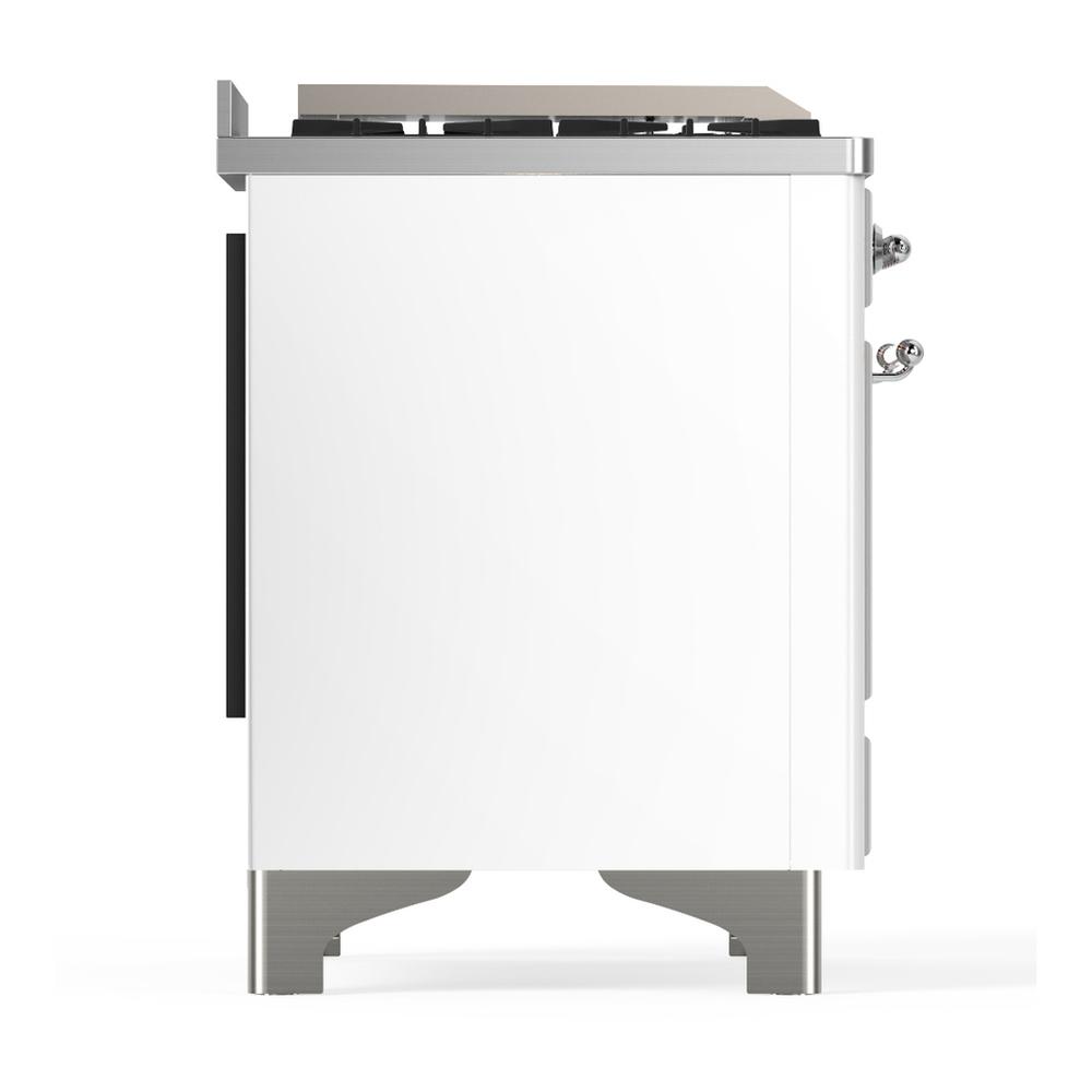 ILVE UMD40FQNR3WHCLP Majestic III 40 inch Dual Fuel Range with 6 Burners and Griddle, Dual Function Burner up to 25,000 BTU (Liquid Propane, Solid Door, White, Chrome)