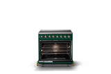 36"W. Induction Range (Finish: Ivy, Trim: Brushed Brass)