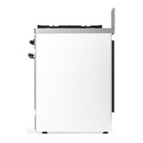ILVE UM30NR3WHB Majestic III 30 inch Dual Fuel Range with 5 Black Brass Burners, Dual Function Burner up to 25,000 BTU (Natural Gas, Triple Glass Door, White, Burnished)