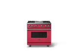 36"W. Sealed Burner Gas Range (Burner: 4g, Finish: Valentine, Trim: Polished Chrome, Fuel: Natural Gas)