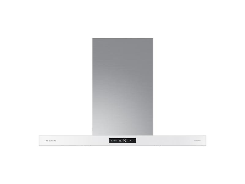 36" Bespoke Smart Wall Mount Hood with LCD Display in Clean White