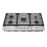 36 Inch Professional Gas Cooktop In Stainless Steel